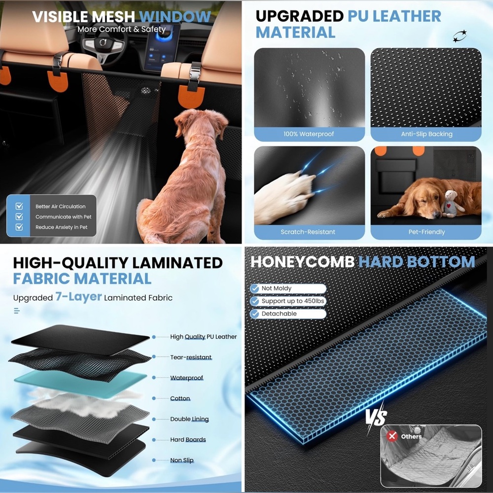 🐾 Premium PU Leather Dog Seat Extender/Cover | Waterproof Travel Protector - Picture 3 of 6
